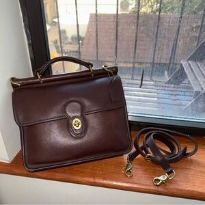 EUC Coach Willis Bag Dark Brown Brass Hardware Style #9927